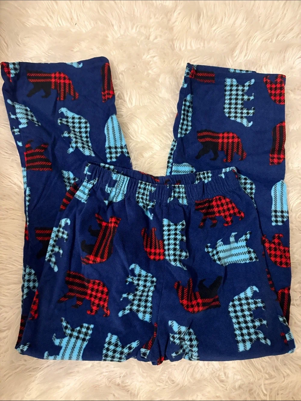 Komar Kids Navy Blue Bear Print Pajama Set with Red and Light Blue Accents